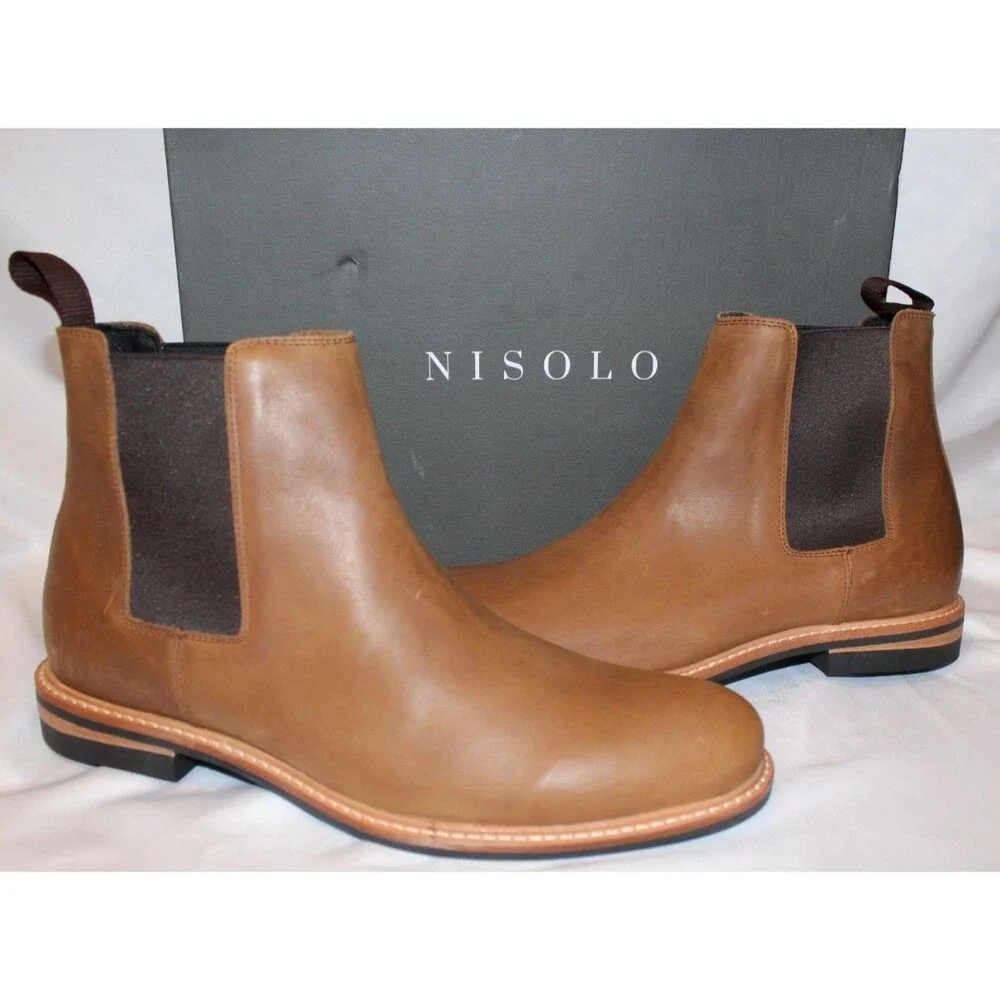 Nisolo Men's‎ 10.5 Tobacco Brown Marco Everyday Chelsea Leather Boots $268 NIB